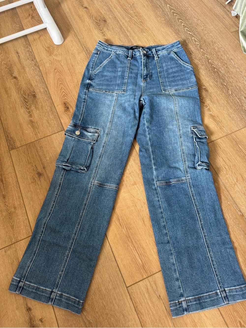 Judy Blue Wide Leg Cargo Jeans High Waisted Size 11 / 30 - Picture 4 of 11